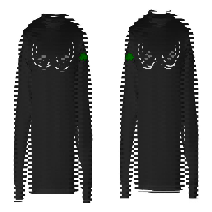 Boob St Patrick's Day 2024 Shamrocks Boobs Long Sleeve T-Shirt
