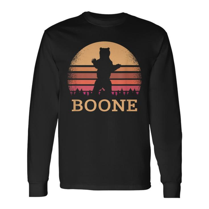 Boone North Carolina Vintage Bear Nc Distressed 80S Sunset Long Sleeve T-Shirt