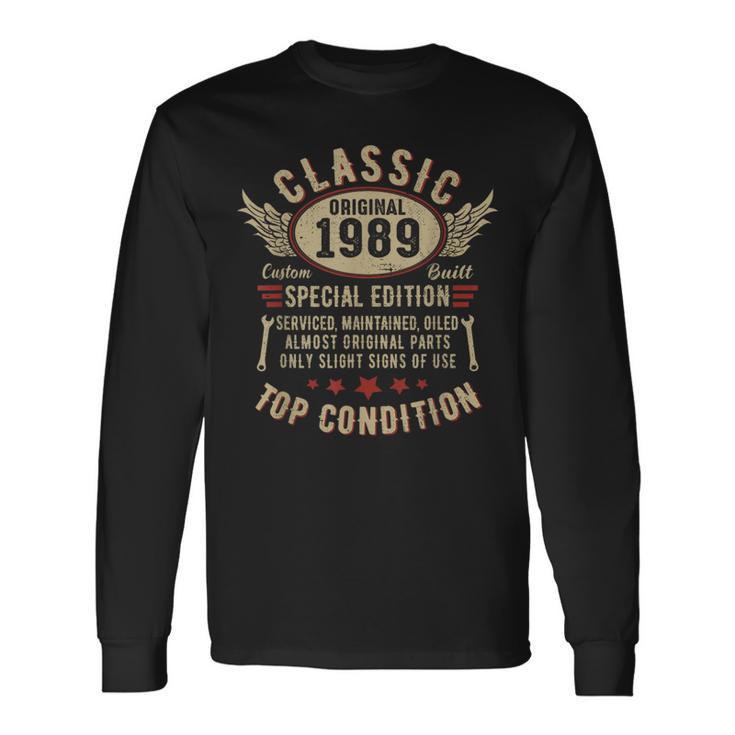 Born In 1989 Birthday Classic Car Vintage 1989 Birthday Long Sleeve T-Shirt