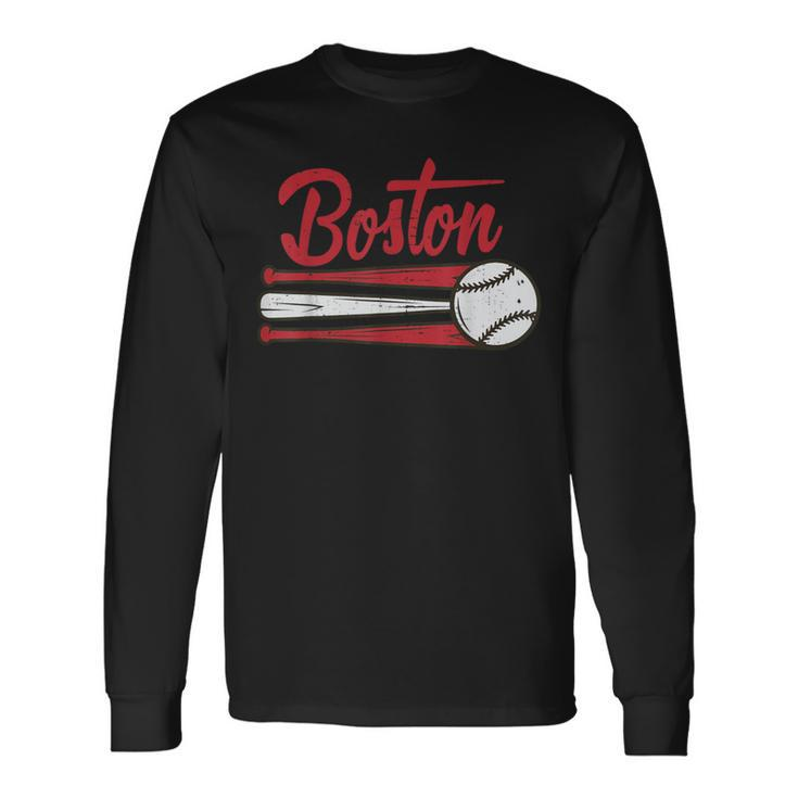 Boston Baseball Vintage Distressed Met At Gameday Long Sleeve T-Shirt
