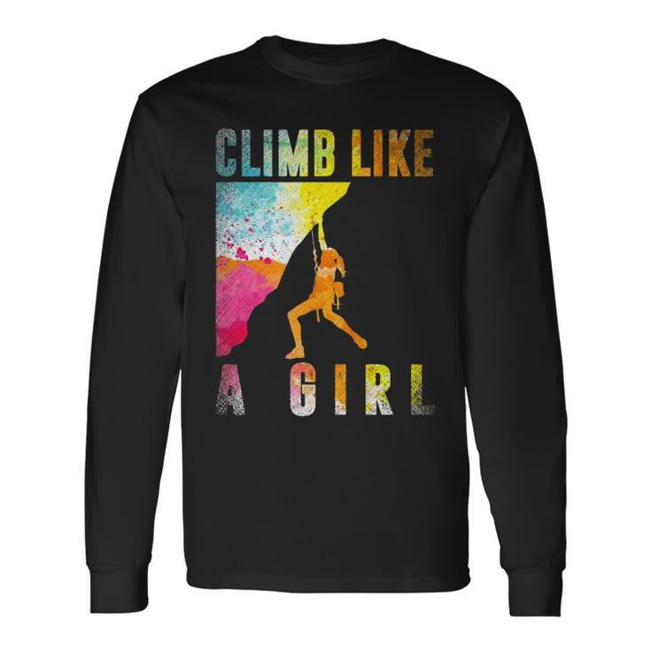 Bouldering Rock Climber Women Girls Kids Rock Climbing Long Sleeve T-Shirt