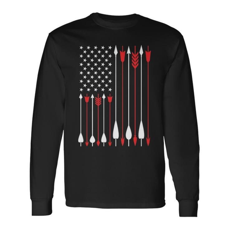 Bow Hunting Usa American Flag Archery Bow Hunter Long Sleeve T-Shirt
