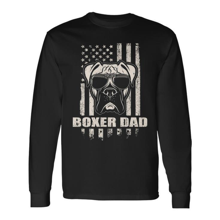 Boxer Dad Cool Vintage Retro Proud American Long Sleeve T-Shirt