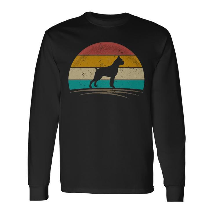 Boxer Dog Retro Vintage 70S Silhouette Breed Long Sleeve T-Shirt