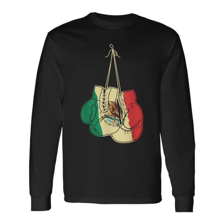 Boxing Gloves Mexican Flag Mexico Boxer Coach Long Sleeve T-Shirt Gifts ideas