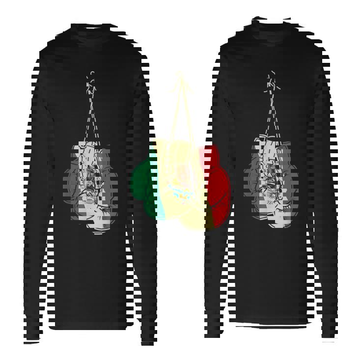 Boxing Gloves Mexican Flag Mexico Boxer Coach Long Sleeve T-Shirt