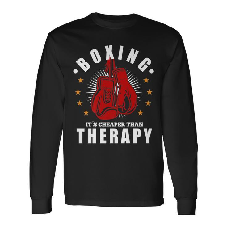 Boxing It's Cheaper Therapy Boxing Gloves Boxer Long Sleeve T-Shirt
