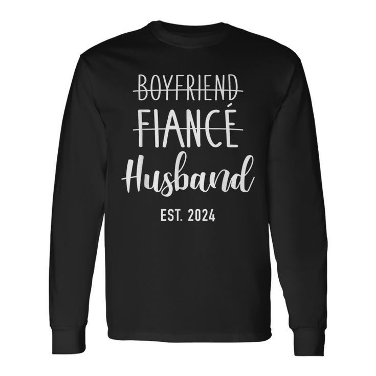 Boyfriend Fiancé Husband 2024 For Wedding And Honeymoon Long Sleeve T-Shirt