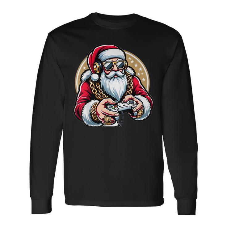 Boys Christmas Video Game Santa Gamer Xmas Long Sleeve T-Shirt