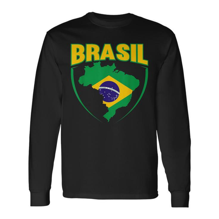 Brasil Sport Soccer Football Brazilian Flag Long Sleeve T-Shirt