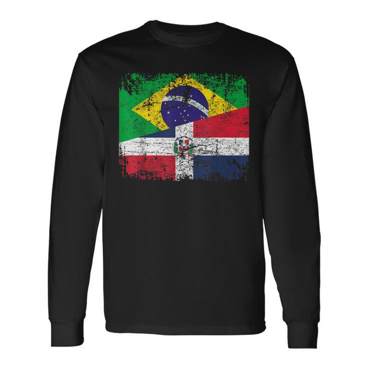 Brazil Dominican Republic Flags Half Dominican Brazilian Long Sleeve T-Shirt