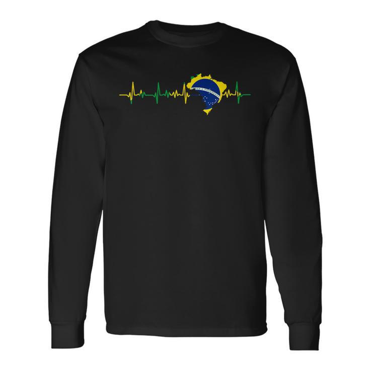 Brazil Flag Heartbeat Brasil Long Sleeve T-Shirt Gifts ideas