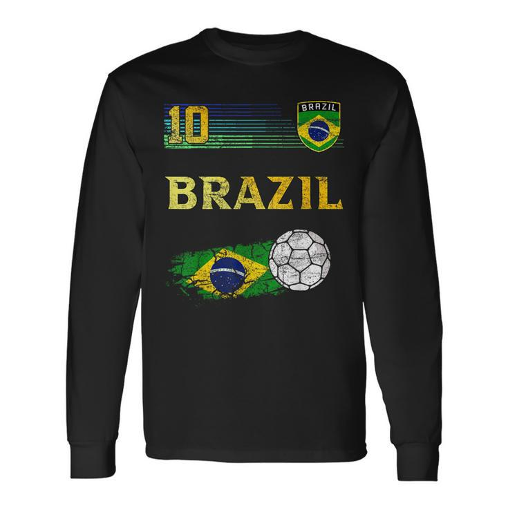 Brazil Soccer Fans Jersey Brazilian Flag Football Long Sleeve T-Shirt
