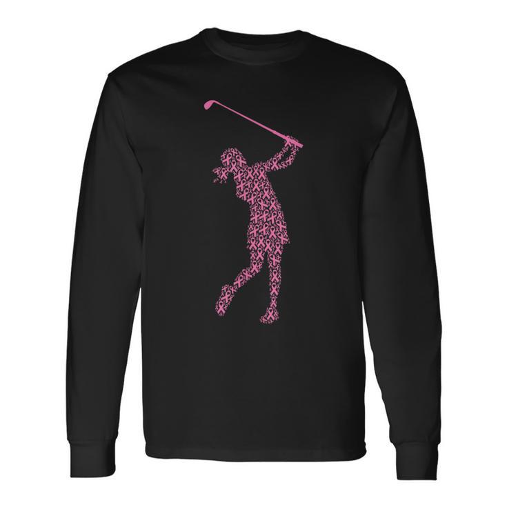 Breast Cancer Awareness Pink Ribbon & Survivor Golf Swing Long Sleeve T-Shirt