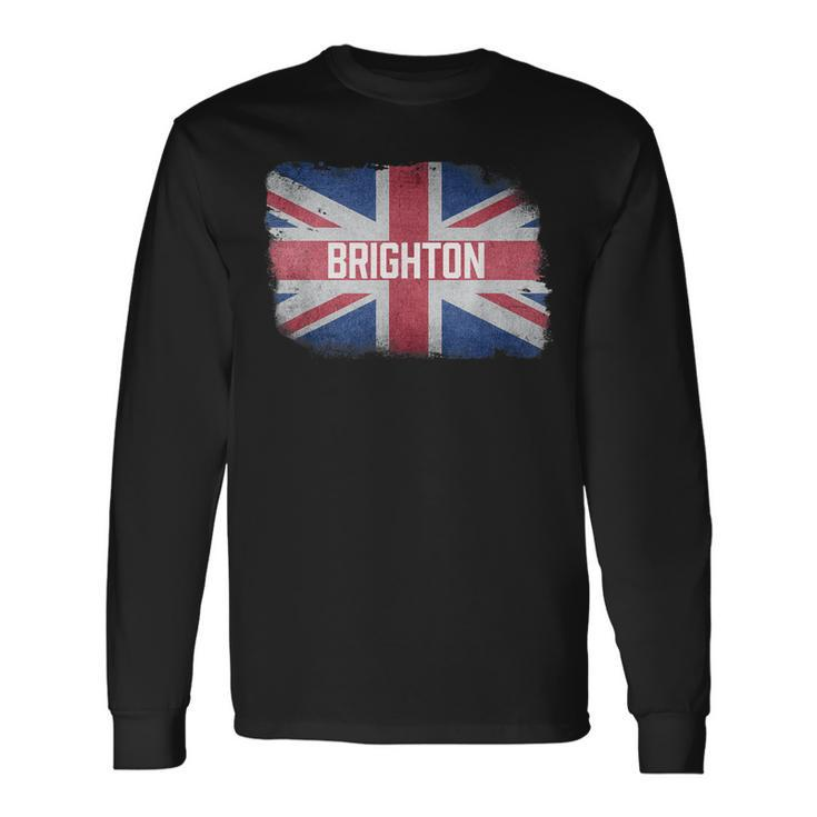 Brighton United Kingdom British Flag Vintage Uk Souvenir Long Sleeve T-Shirt Gifts ideas