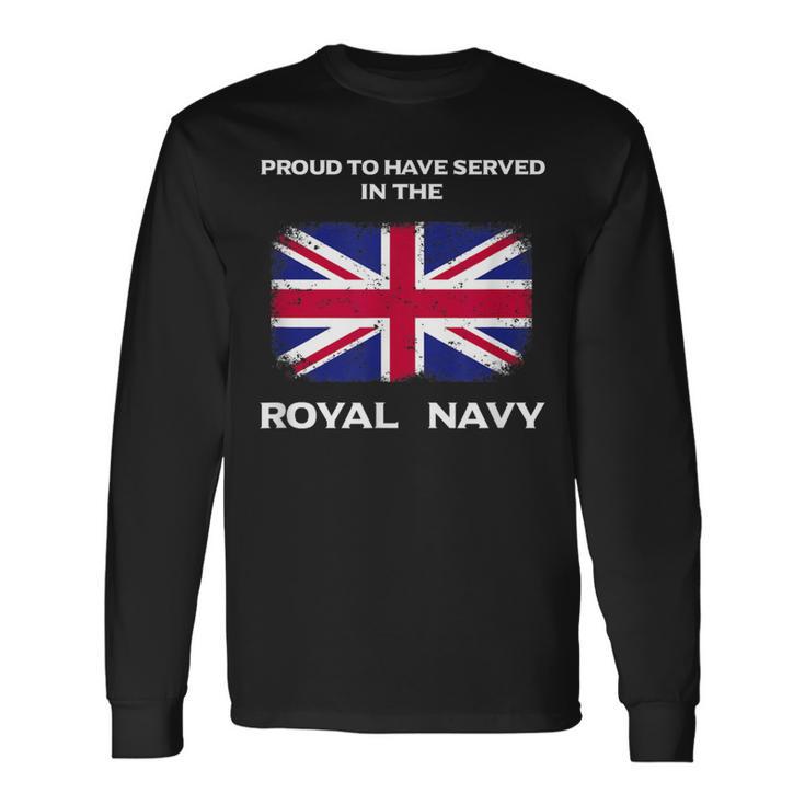 British Royal Navy Uk Flag Proud Served Britain Long Sleeve T-Shirt