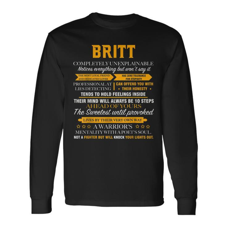 Britt Completely Unexplainable Name Father's Day 7 Long Sleeve T-Shirt