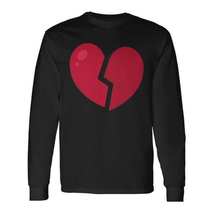 Broken Heart Anti Valentine's Day Distressed Heart Long Sleeve T-Shirt