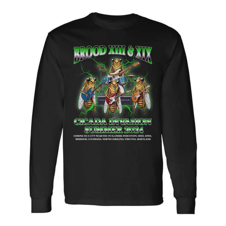 Brood Xix Xiii Cicada Invasion Summer 2024 Cicada 80S Band Long Sleeve T-Shirt Gifts ideas