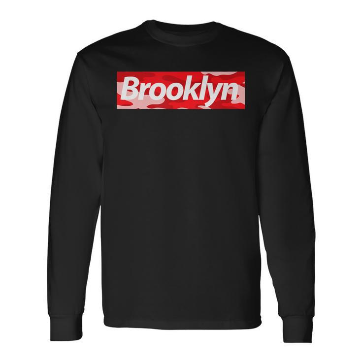 Brooklyn New York Red Camo Box Parody Long Sleeve T-Shirt