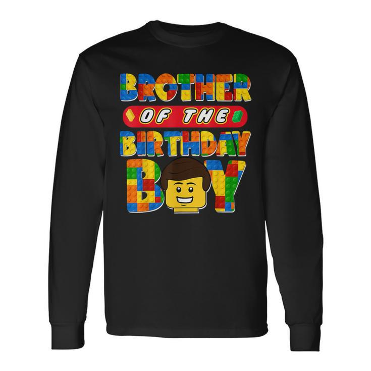 Brother Of The Birthday Boy Building Brick Family Matching Long Sleeve T-Shirt