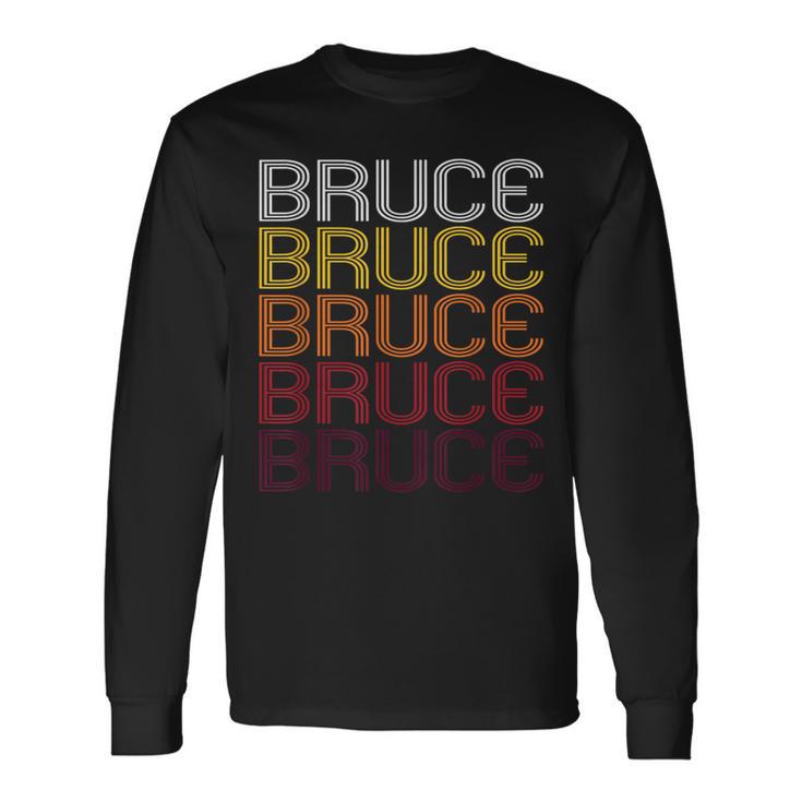 Bruce Retro Wordmark Pattern Vintage Style Long Sleeve T-Shirt