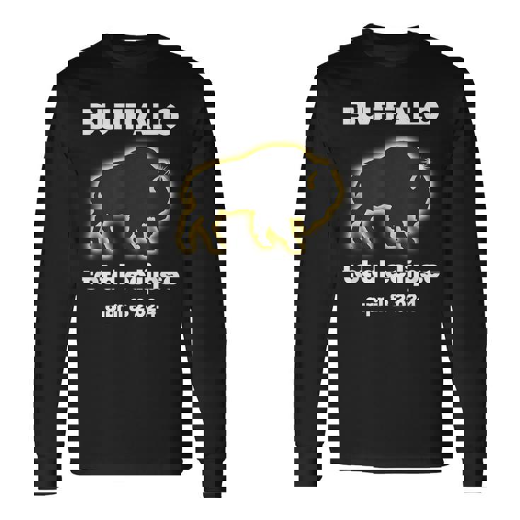 Buffalo Eclipse Outline April 8 2024 Total Eclipse Buffalo Long Sleeve T-Shirt
