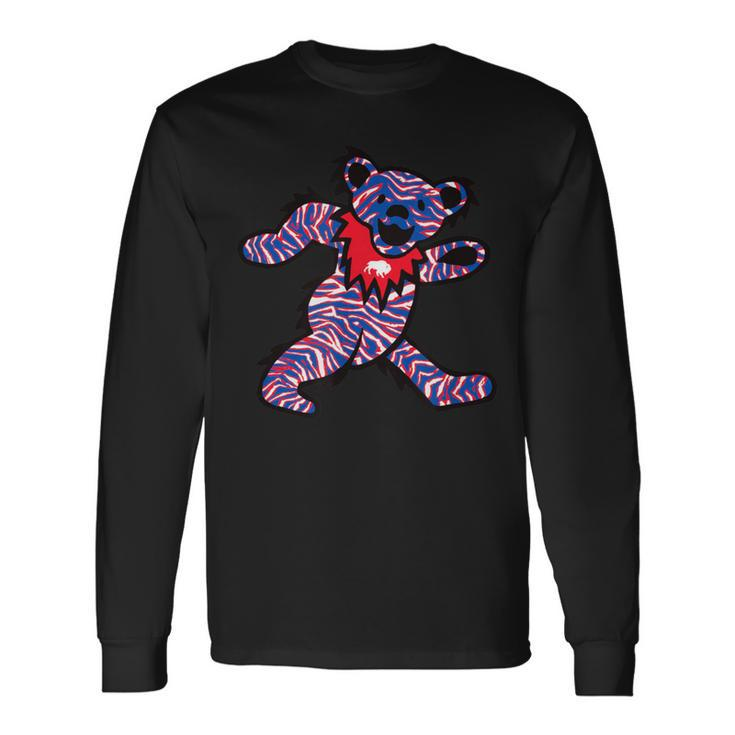 Buffalo Ny Crazy Striped Dancing Football Fan Bear 716 Bflo Long Sleeve T-Shirt