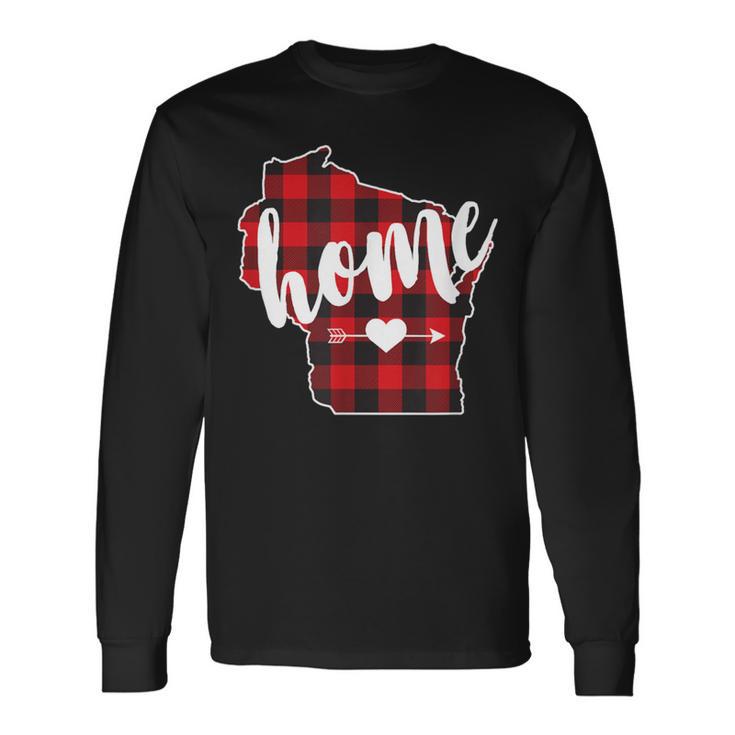 Buffalo Plaid Wisconsin Home State Lumberjack Souvenir Long Sleeve T-Shirt