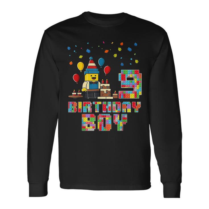 Building Bricks 9Th Birthday Boy Master Builder 9 Years Old Long Sleeve T-Shirt Gifts ideas