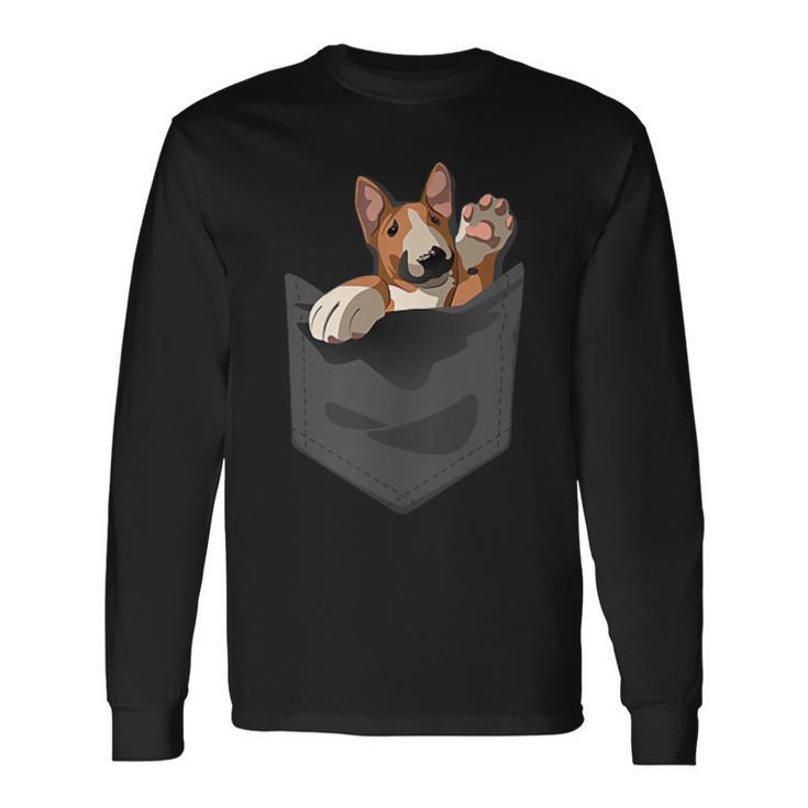 Bull Terrier Lover Camisa Bull Terrier En Bolsillo Bull Terrier Camiseta de manga larga