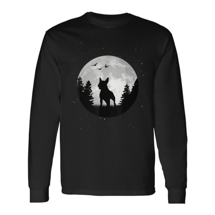 Bull Terrier Moon Bull Terrier Dog Holder Langarmshirts Geschenkideen