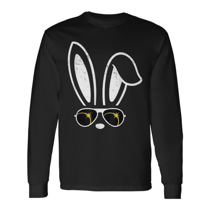 Bunny Ears Sunglasses Easter Total Solar Eclipse 2024 Long Sleeve T-Shirt