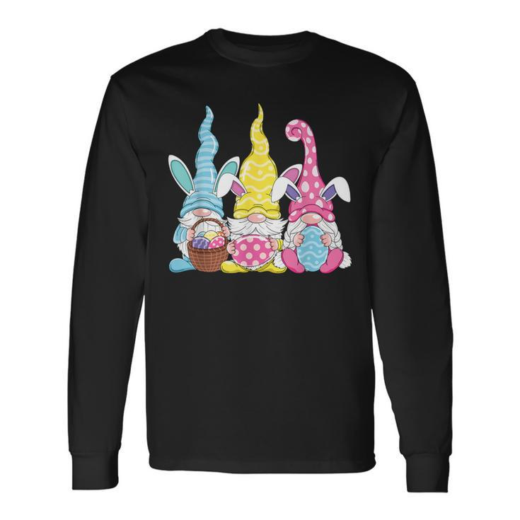 Bunny Rabbit Spring Gnome Easter Holding Egg Happy Easter Long Sleeve T-Shirt