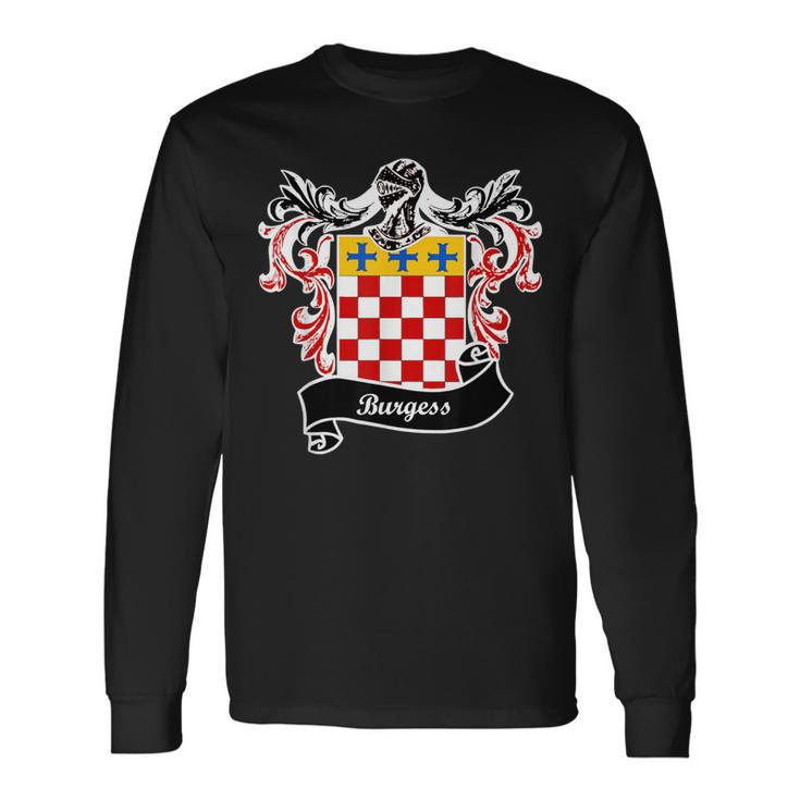 Burgess Coat Of Arms Surname Last Name Family Crest Long Sleeve T-Shirt