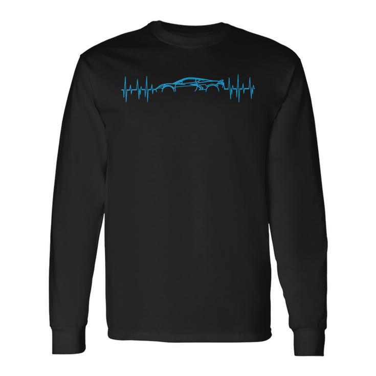 C8 Heartbeat Rapid Blue Supercar Sports Car Heartbeat Line Long Sleeve T-Shirt