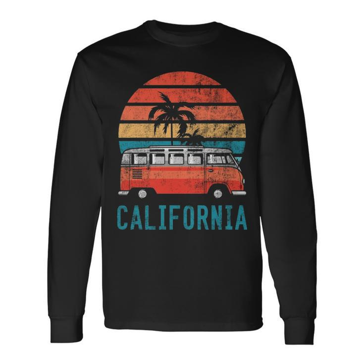 California Retro Surf Bus Vintage Van Surfer & Sufing Long Sleeve T-Shirt