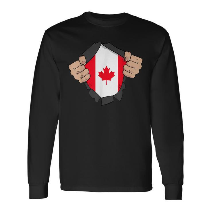 Canada National Flag With Ripped Long Sleeve T-Shirt