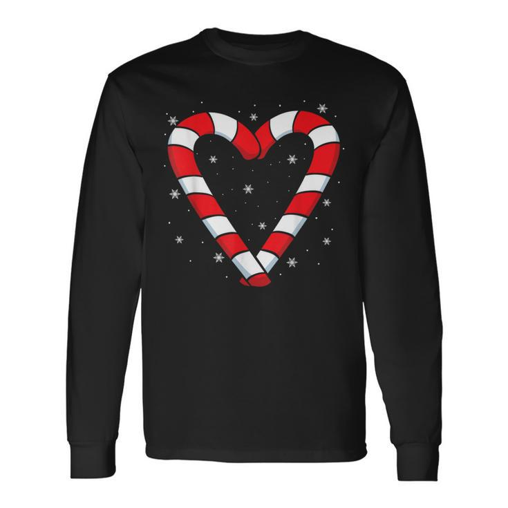 Candy Cane Hearts Christmas Xmas Holidays Santa Long Sleeve T-Shirt