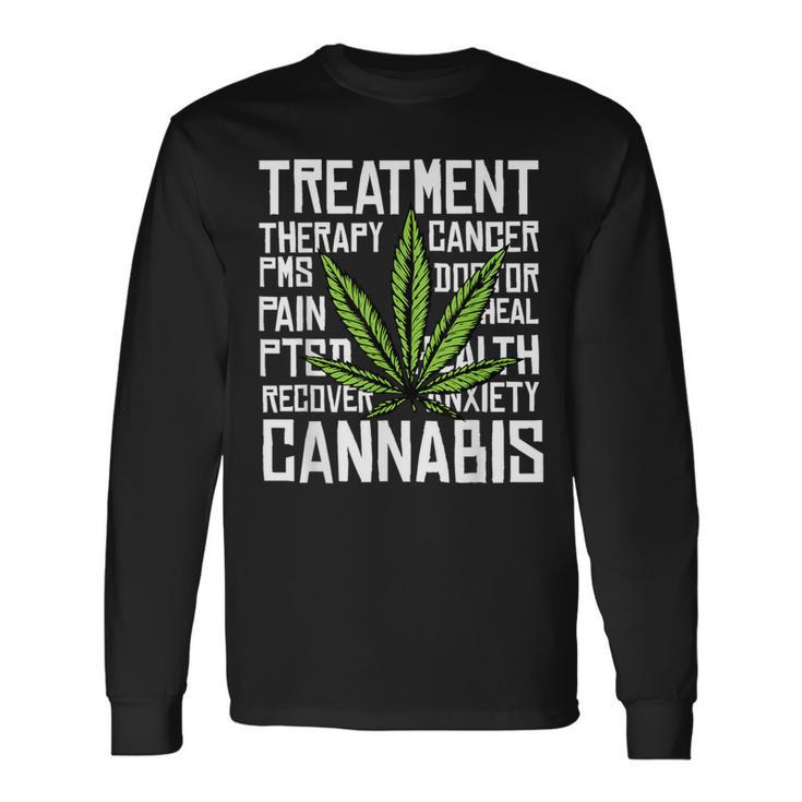 Cannabis Medical Marijuana Leaf Cbd Cool Weed Lover Long Sleeve T-Shirt