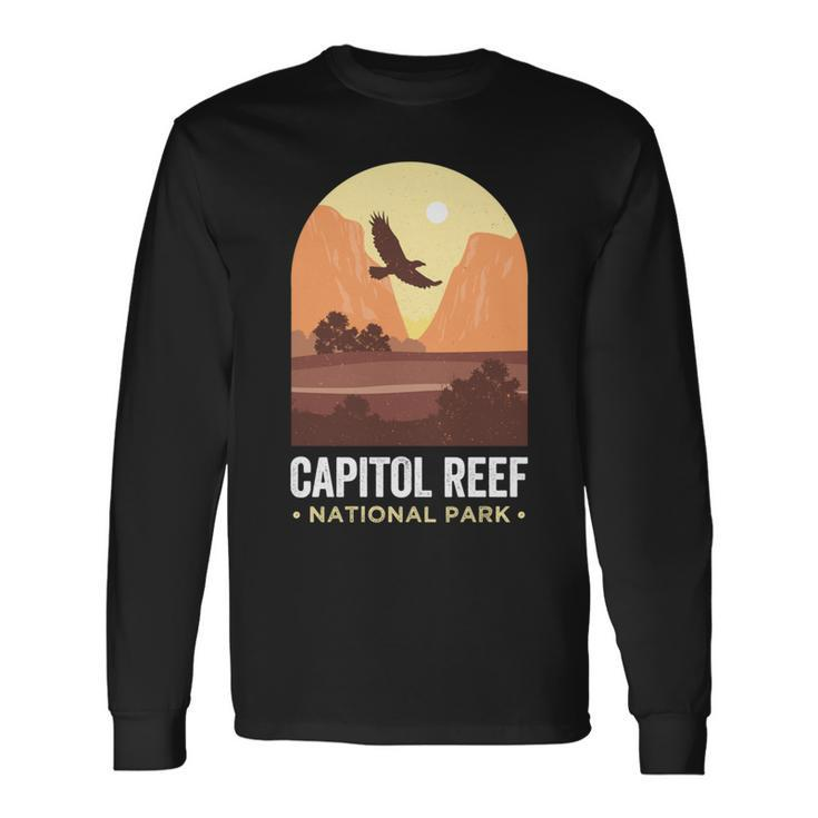 Capitol Reef National Park Utah Falcon Eagle Vintage Reef Long Sleeve T-Shirt