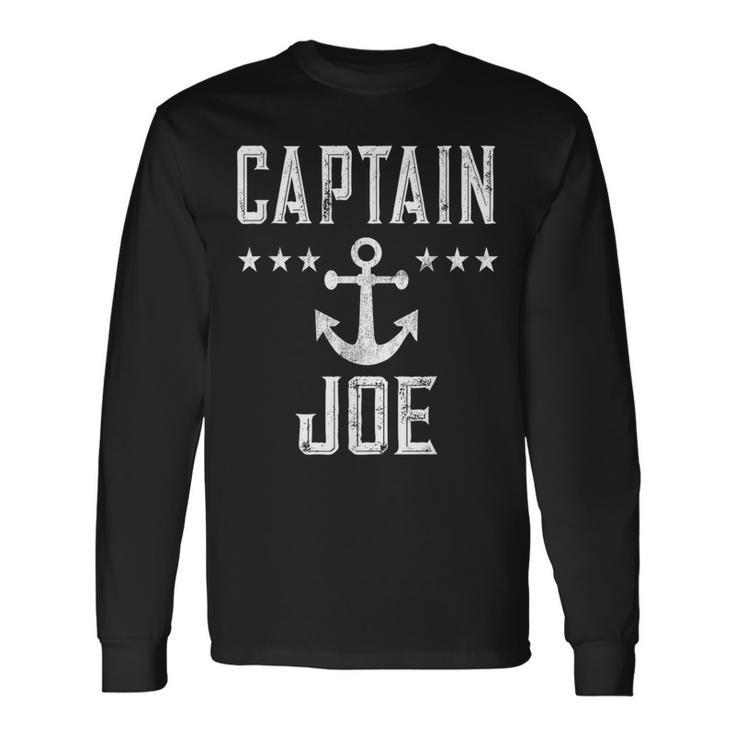 Captain Joe Retro Personalized Nautical Boating Lover Long Sleeve T-Shirt