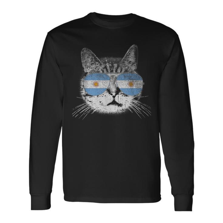 Cat Argentina Flag Country Retro Women Long Sleeve T-Shirt Gifts ideas