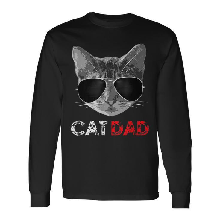 Cat Dad Father's Day For Cat Lovers Long Sleeve T-Shirt