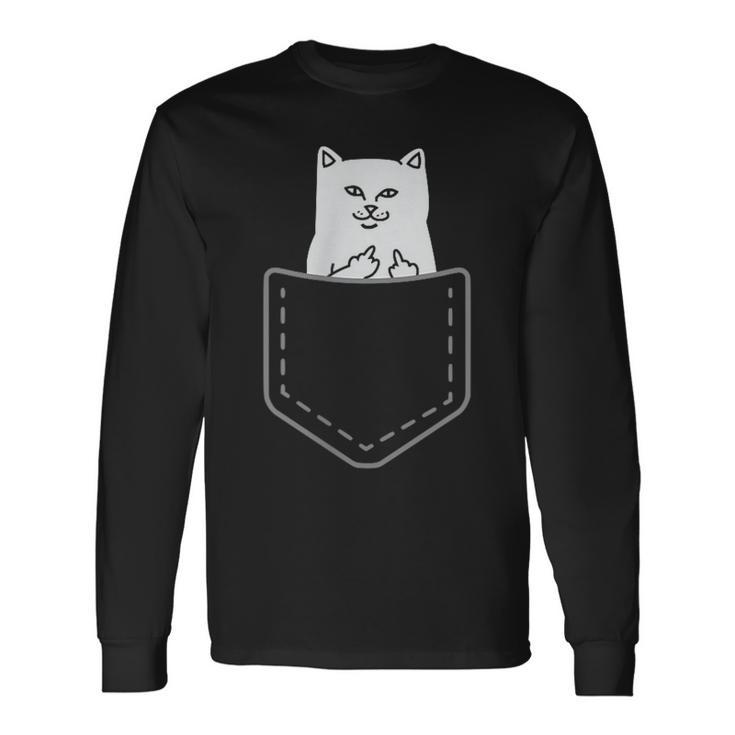 Cat Flipping Off Cat Long Sleeve T-Shirt