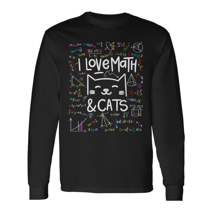 Cat Lover Math I Love Math And Cats Math Lover Long Sleeve T-Shirt