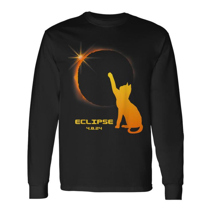 Cat Lovers 2024 Total Solar Eclipse Long Sleeve T-Shirt