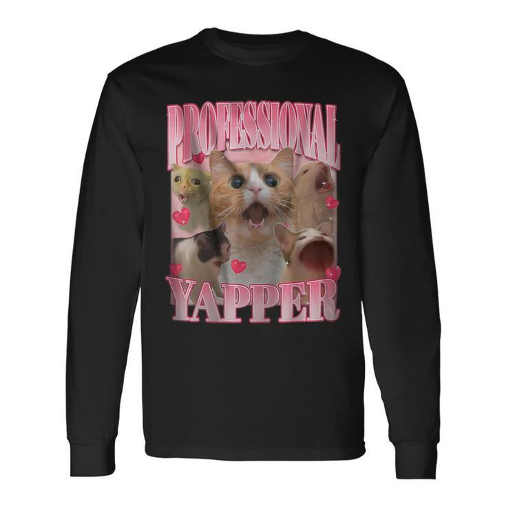 Cat Professional Yapper Oddly Specific Meme Long Sleeve T-Shirt