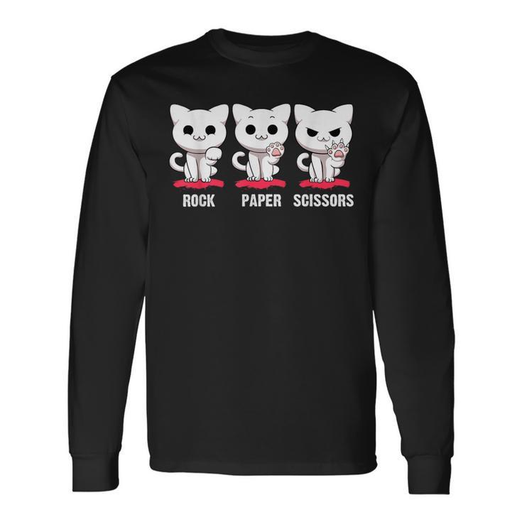 Cat Rock Paper Scissors Cute Cat Paws Cat Kitty Lover Long Sleeve T-Shirt