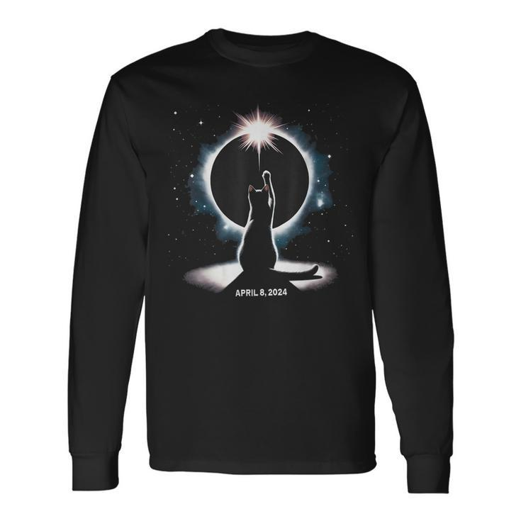Cat Solar Eclipse April 8 2024 Total Solar Eclipse Astronomy Long Sleeve T-Shirt Gifts ideas